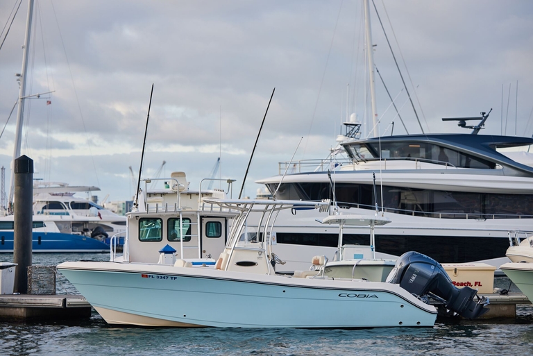 The port side of a boat.